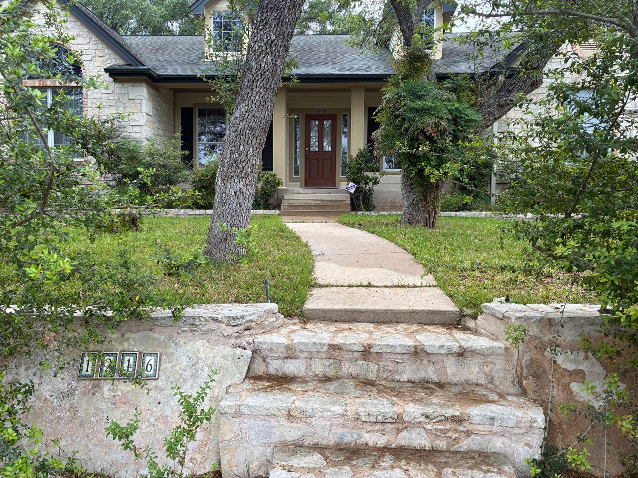 Front walk and elevation of a residential property used as a foundation repair hero image for Converse, Texas